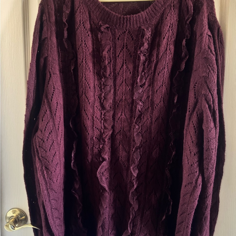 City Chic Burgundy Crew Neck Sweater